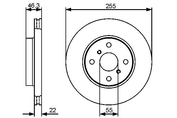 ÖN FREN DİSKİ 255mm TAKIM TOYOTA YARIS 2006-2013 ( BOSCH )