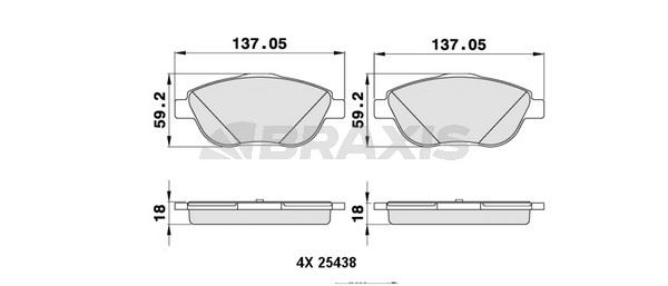 ÖN FREN BALATASI 136mm CITROEN C4 CACTUS 2015-2023 (BRAXIS)