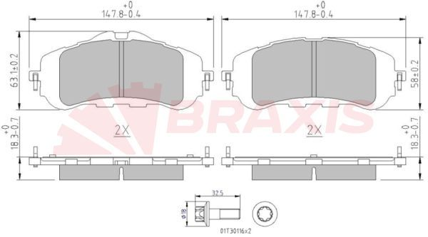 ÖN FREN BALATASI TAKIM 283mm PEUGEOT 308 II 2014-2021 ( BRAXIS )