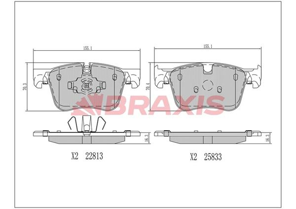 ÖN FREN BALATASI 155mm PEUGEOT 3008 SUV 2016-2022 (BRAXIS)