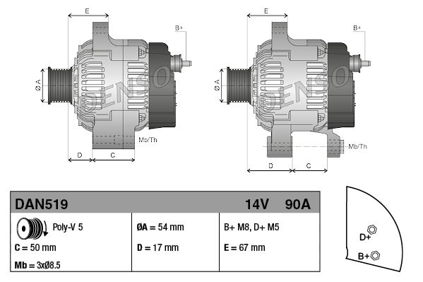 ALTERNATOR ŞARJ DİNAMOSU 90A FIAT EGEA 1,4 BENZİNLİ (DENSO)