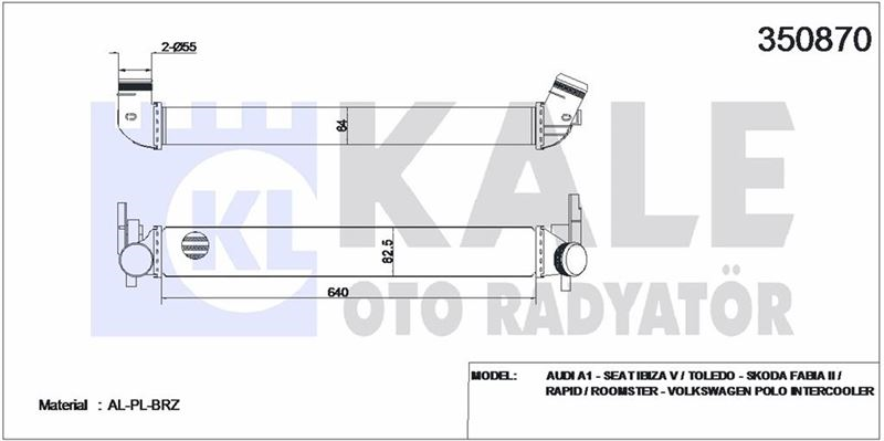 TURBO RADYATÖRÜ POLO IBIZA FABIA 1,2TDi 2010-2014 ARASI (KALE )