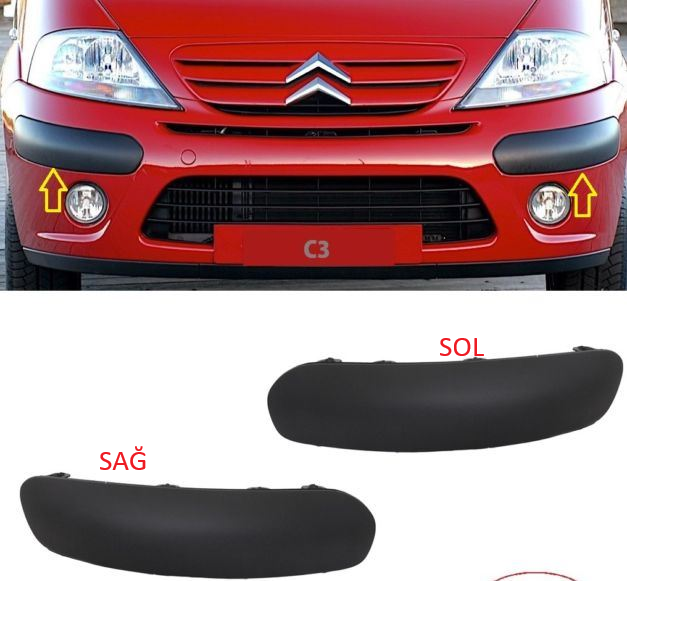 SAĞ ÖN TAMPON KÖŞE BANDI CITROEN C3 II 2006-2009 ARASI (PIED)