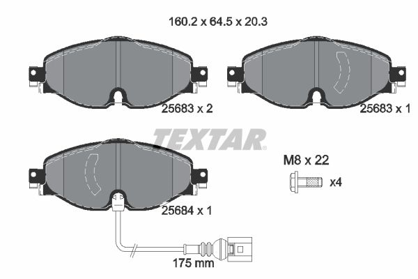 ÖN FREN BALATASI 160mm TAKIM VW PASSAT B8 2015-2023 (TEXTAR)