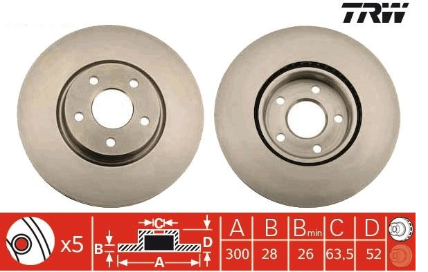 ÖN FREN DİSKİ 300mm SAĞ SOL TAKIM FORD MONDEO 2007-2014 (TRW)