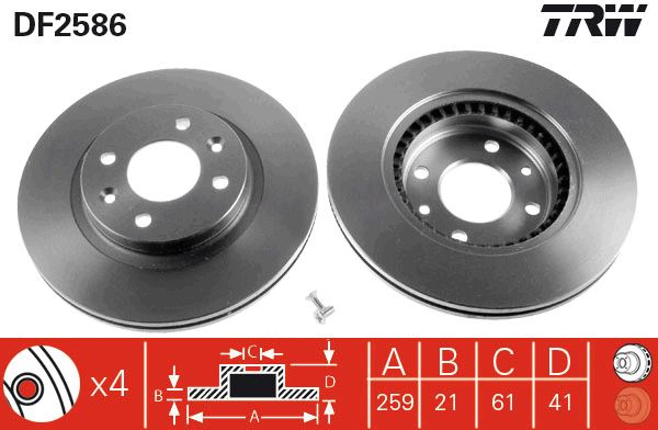 ÖN FREN DİSKİ AYNASI 259mm TAKIM RENAULT CLIO MEGANE SYMBOL (TRW)