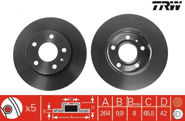 ARKA FREN DİSKİ AYNASI TAKIM OPEL ASTRA H 2004-2014 ( TRW ) 5BIJON