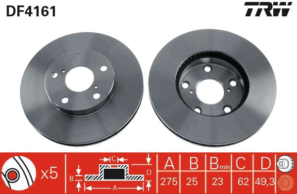 ÖN FREN DİSKİ 275mm SAĞ SOL TAKIM TOYOTA RAV4 2000-2005 (TRW)