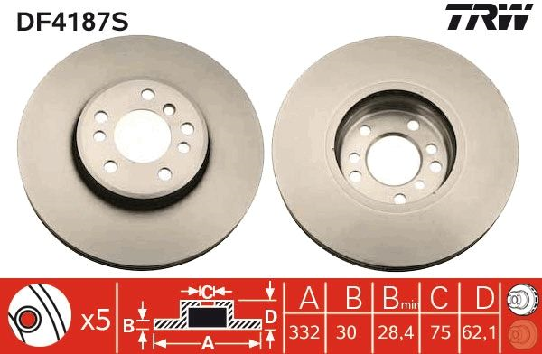 ÖN FREN DİSKİ 332mm SAĞ SOL TAKIM BMW X3 E83 / X5 E53 KASA (TRW)