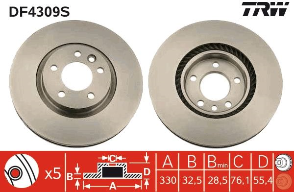 ÖN FREN DİSKİ 17INC 333mm TAKIM TRANSPORTER T5 2003-2009 (TRW)