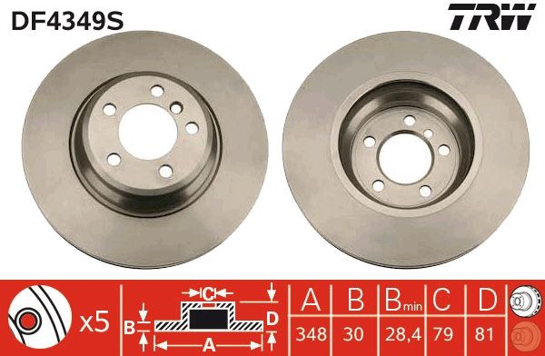 ÖN FREN DİSKİ 348mm SAĞ SOL TAKIM BMW E65 E66 E67 (TRW )