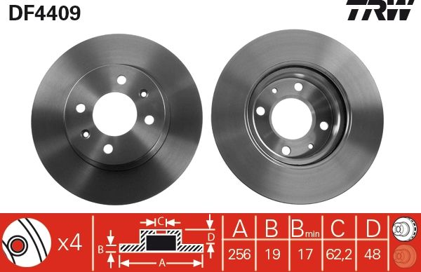 ÖN FREN DİSKİ 256mm TAKIM HYUNDAI GETZ 1,5CRDİ 2003-2011 (TRW)