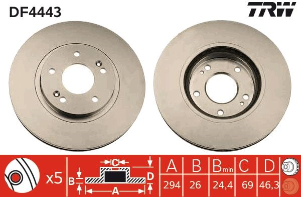 ÖN FREN DİSKİ 294mm SAĞ SOL TAKIM HYUNDAI SANTAFE 2003-2006 (TRW)