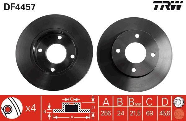 ÖN FREN DİSKİ 256mm SAĞ SOL TAKIM MITSUBISHI COLT 2004-2010 (TRW)