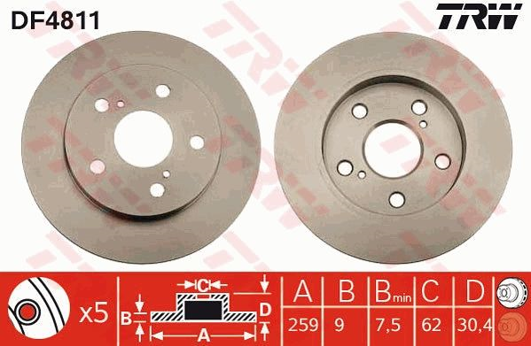 ARKA FREN DİSKİ TAKIM TOYOTA AURIS 2007-2012 BENZİNLİ ( TRW )