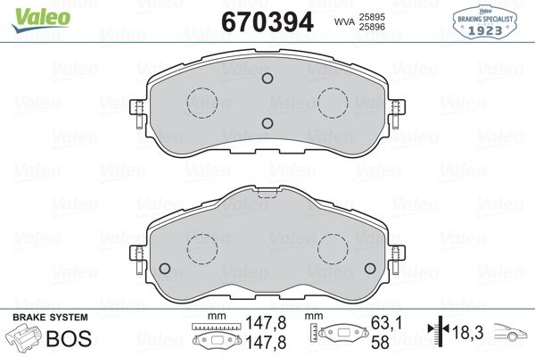 ÖN FREN BALATASI TAKIM 283mm PEUGEOT 308 II 2014-2021 ( VALEO )