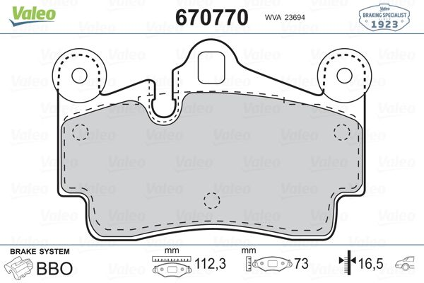 ARKA FREN BALATASI 18INC VW TOUAREG CAYENNE 2003-2010 (VALEO)