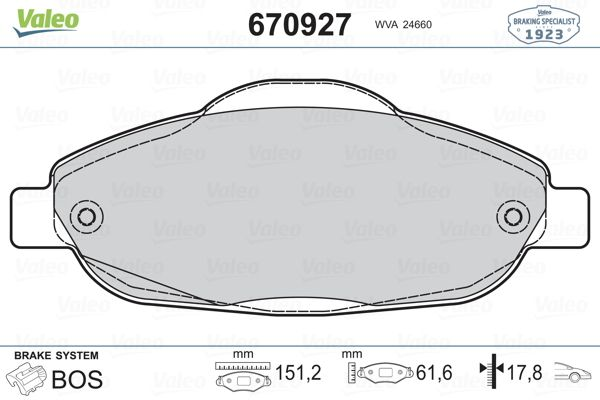 ÖN FREN BALATASI TAKIM PEUGEOT 308 2007-2014 ARASI ( VALEO )